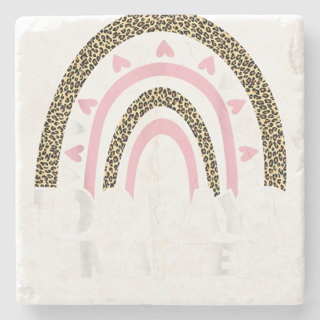 100 dagar Smartare Lycklig 100 dagar med skolregnb Stenunderlägg (Framsidan)