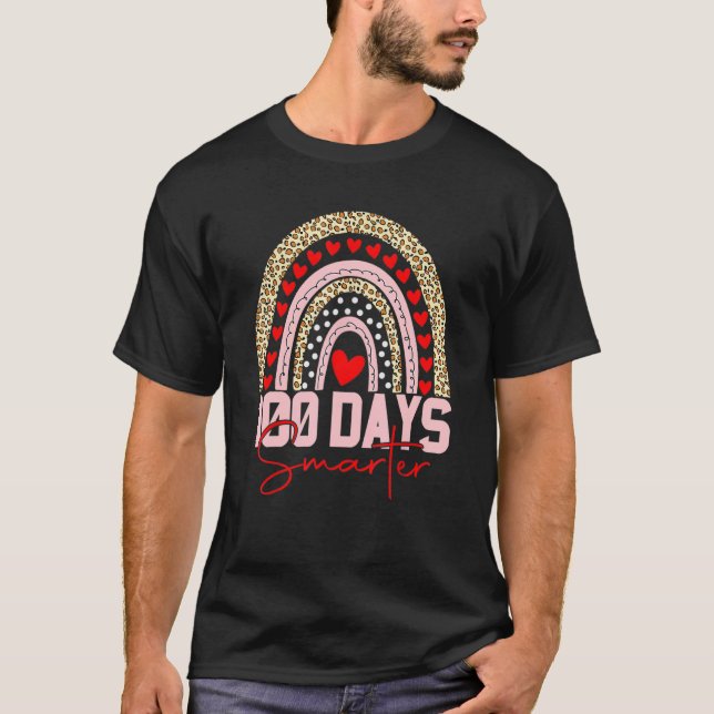 100 dagar Smartare Lycklig 100 dagar med skolregnb T Shirt (Framsida)