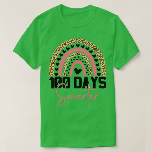 100 dagar Smartare Lycklig 100 dagar med skolregnb T Shirt (Design framsida)