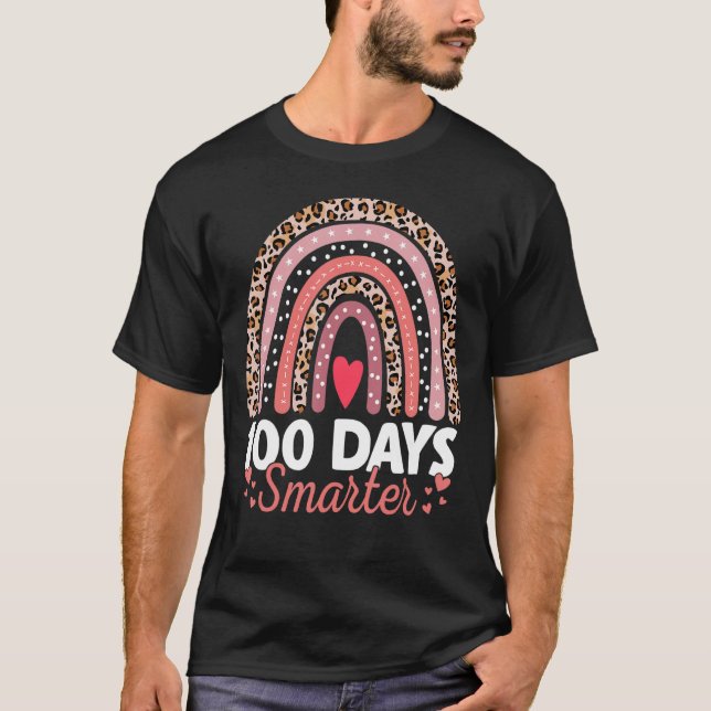 100 dagar Smartare Lycklig 100 dagar med skolregnb T Shirt (Framsida)