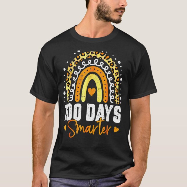 100 dagar Smartare Lycklig 100 dagar med skolregnb T Shirt (Framsida)