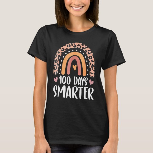 100 dagar Smartare Lycklig 100 dagar med skolregnb T Shirt (Framsida)