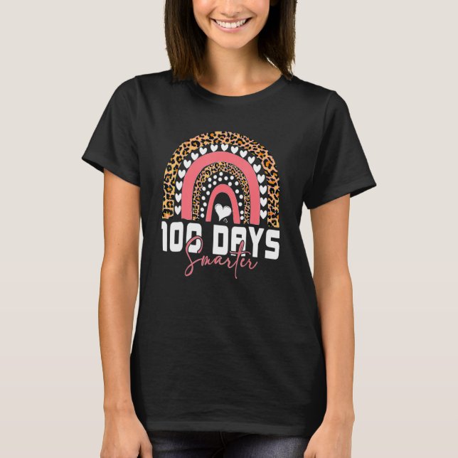 100 dagar Smartare Lycklig 100 dagar med skolregnb T Shirt (Framsida)