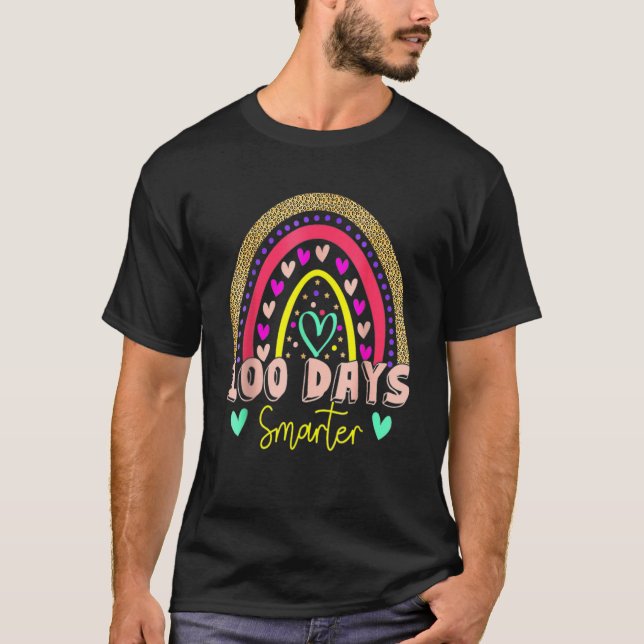100 dagar Smartare Lycklig 100-dagarsdag för skoll T Shirt (Framsida)