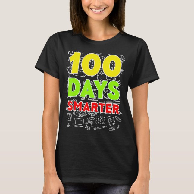 100 dagar Smartare Lycklig 100 skoldag T Shirt (Framsida)