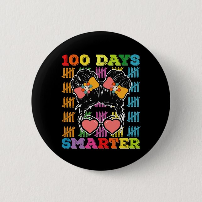 100 dagar smartare Messy Bun 100:e skoldagen Knapp (Framsida)
