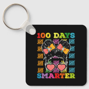 100 dagar smartare Messy Bun 100:e skoldagen Nyckelring
