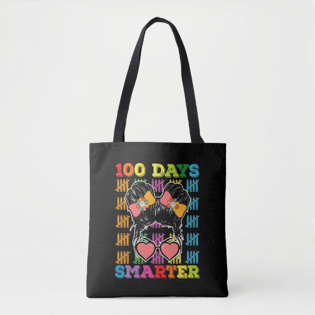 100 dagar smartare Messy Bun 100:e skoldagen Tygkasse (Framsida)