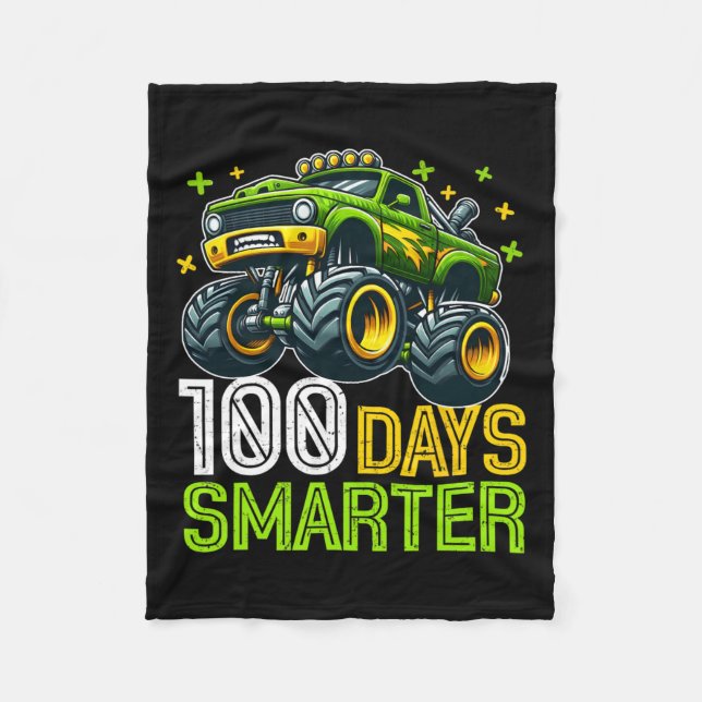 100 dagar Smartare Monster Lastbil 100 dagar i sko Fleecefilt (Framsidan)