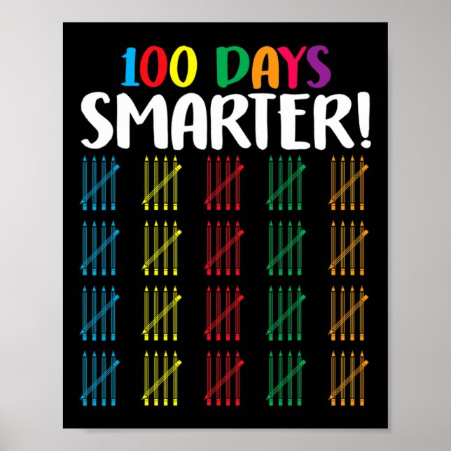 100 dagar smartare Räkna Hash Marks-dagar med scho Poster (Framsidan)