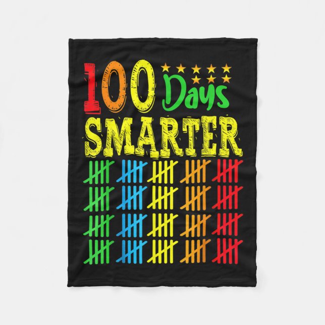 100 dagar smartare Räkna streck dagar i skolan Fleecefilt (Framsidan)
