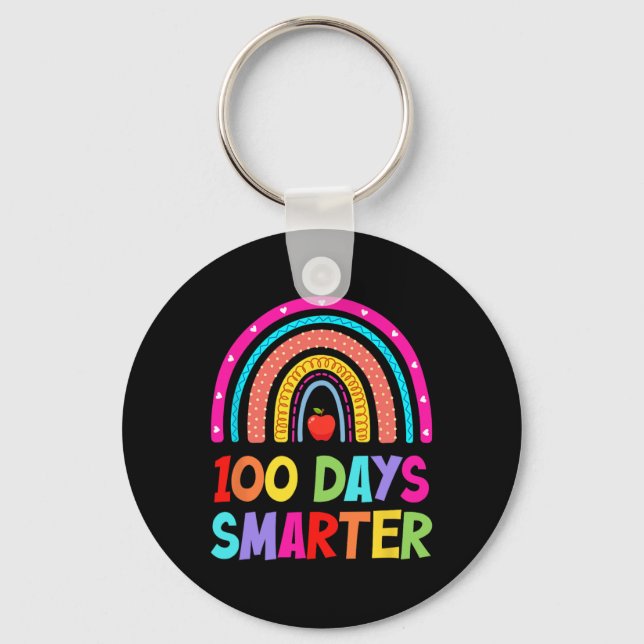 100 dagar Smartare regnbåge Lycklig 100 skoldag Nyckelring (Framsida)