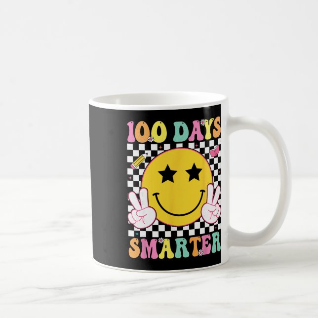100 dagar smartare Retro Smile ansikte lärare barn Kaffemugg (Höger)