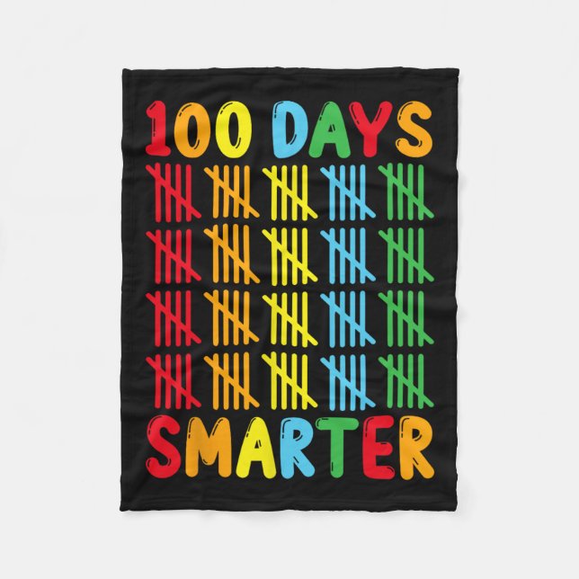 100 dagar Smartare Roligt Tally Teacher och Studen Fleecefilt (Framsidan)