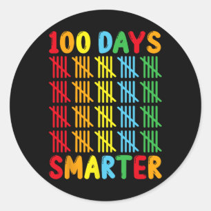100 dagar Smartare Roligt Tally Teacher och Studen Runt Klistermärke