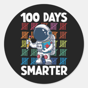100 dagar Smartare rymdaut 100 dagars skola Runt Klistermärke