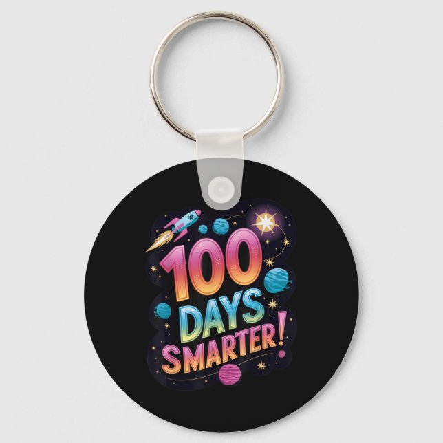 100 dagar Smartare rymdtemat Skola Firande K Nyckelring (Framsida)