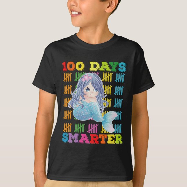 100 dagar smartare sjöjungfru 100:e skoldagen t shirt (Framsida)