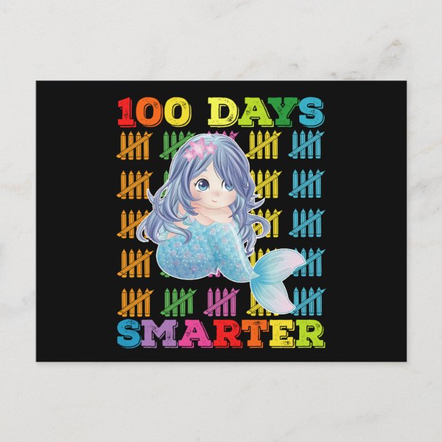 100 dagar Smartare Sjöjungfru 100 skoldag Vykort (Framsida)