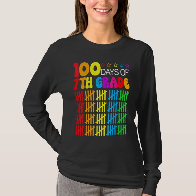 100 dagar smartare Sjunde klass 100:e skoldagen T Shirt (Framsida)
