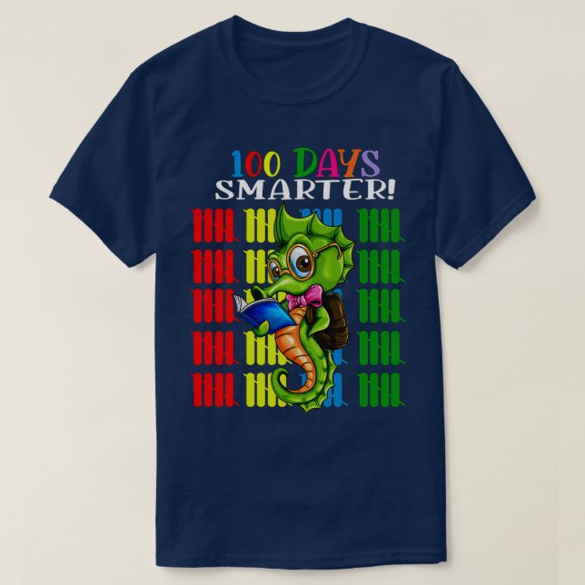 100 dagar Smartare skolbarn Seahorse Design T Shirt (Design framsida)