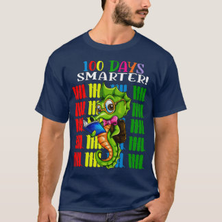 100 dagar Smartare skolbarn Seahorse Design T Shirt