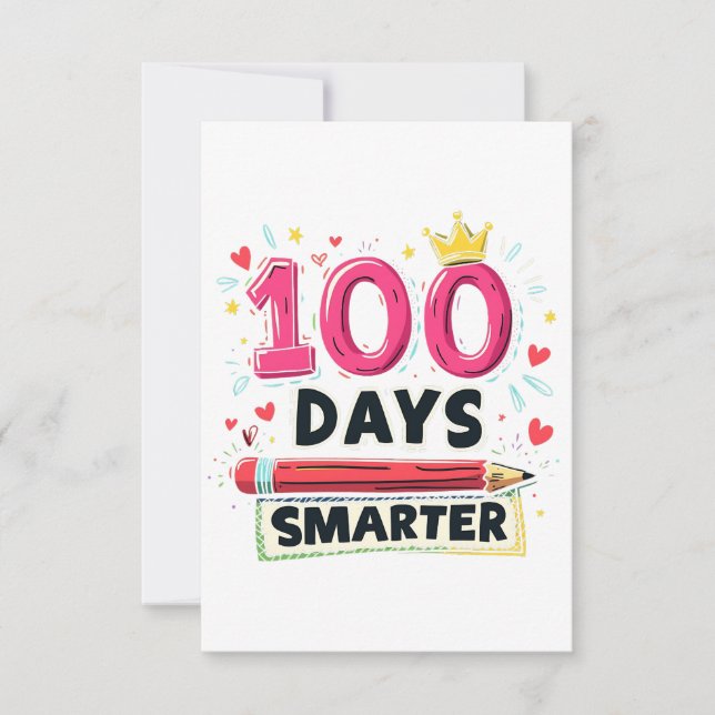 100 dagar smartare Skoldagar Lärare  Tack Kort (Framsida)