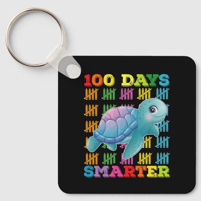 100 dagar smartare sköldpadda 100:e skoldagen nyckelring (Framsida)