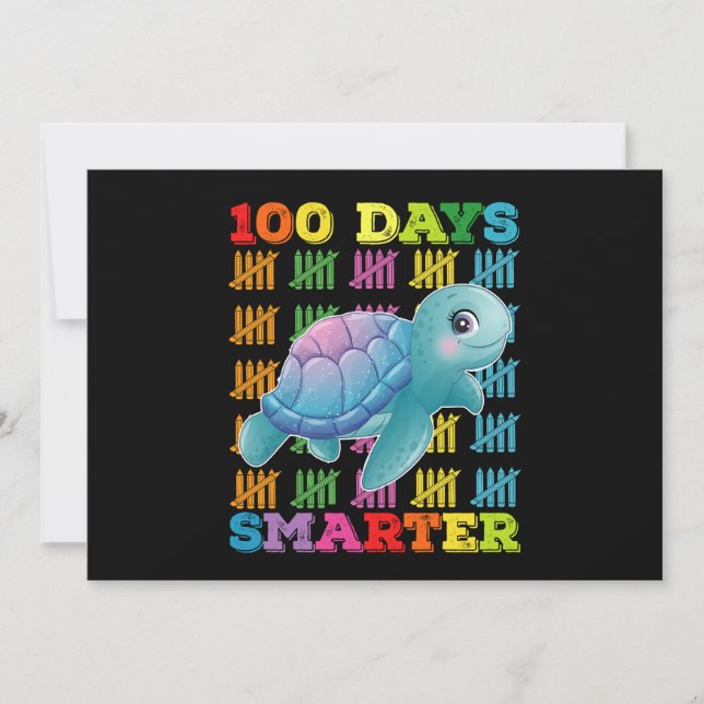 100 dagar Smartare sköldpadda 100 skoldagar Inbjudningar (Framsida)