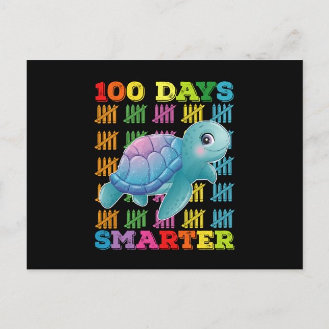 100 dagar Smartare sköldpadda 100 skoldagar Vykort (Framsida)