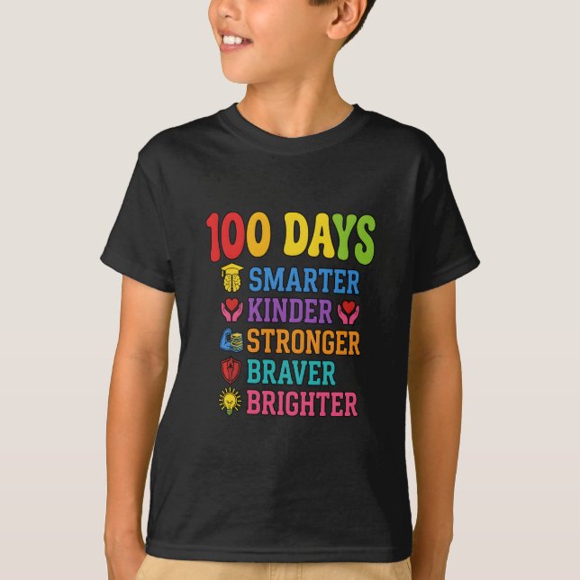 100 dagar smartare snällare modigare starkare skol t shirt (Framsida)