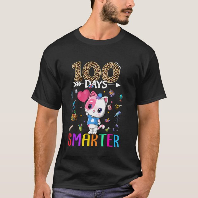 100 dagar smartare söt kattflicka glad 100:e dag p t shirt (Framsida)