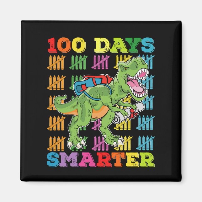 100 dagar smartare T-Rex-dinosaurie 100:e dagens s Magnet (Framsidan)