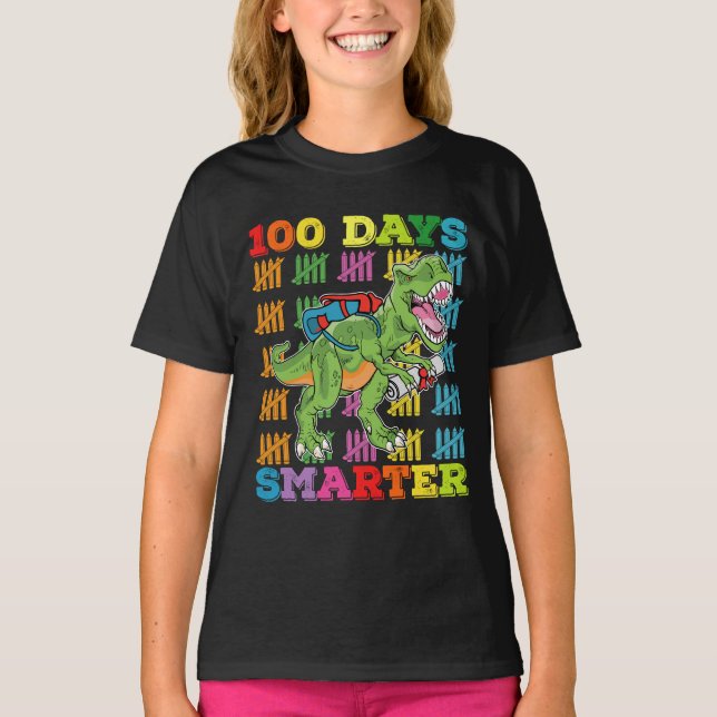 100 dagar smartare T Rex dinosaurie 100:e dagens s Shirt (Framsida)