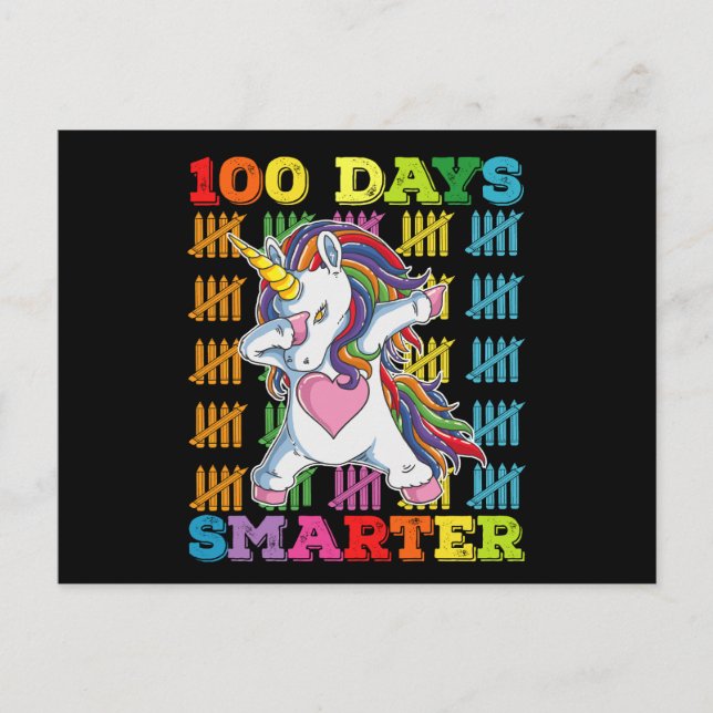 100 dagar Smartare Unicorn 100-dagars skoldag Vykort (Framsida)