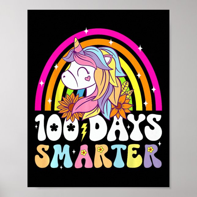 100 dagar Smartare Unicorn Kids Rainbow 100 Dag of Poster (Framsidan)