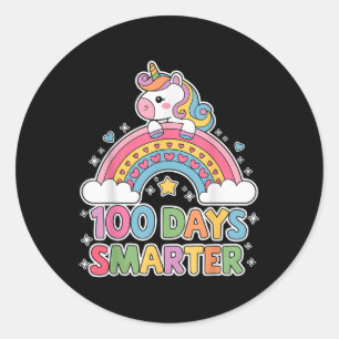 100 dagar smartare Unicorn-utrustning för skolan C Runt Klistermärke