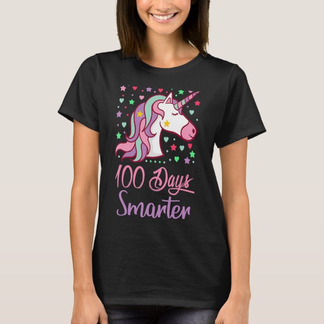 100 dagar Smartare Women Girls Unicorn 100-dagen T Shirt (Framsida)