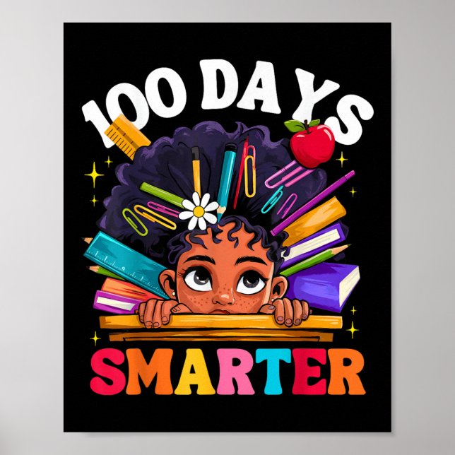 100 dagar Smarter Afro Girl 100 School Day Poster (Framsidan)
