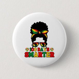 100 dagar Smarter Afro Girls Messy Bun Black Histo Knapp