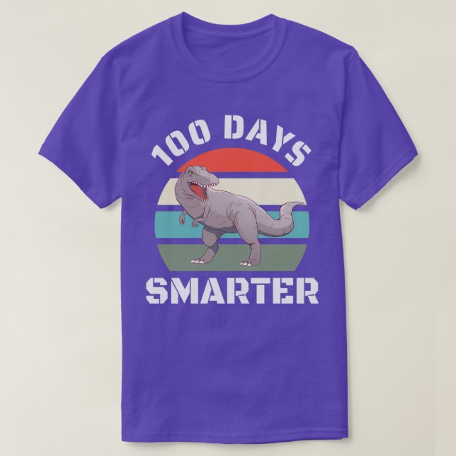 100 dagar Smarter Dinosaur Funny Gift för Student T Shirt (Design framsida)