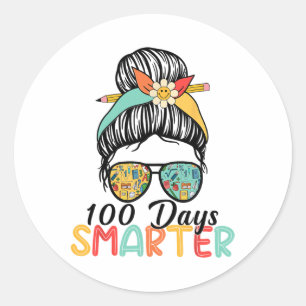 100 dagar Smarter Girls Messy Bun Hair 100 dagar a Runt Klistermärke