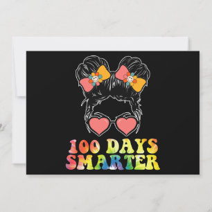 100 dagar Smarter Girls Messy Bun School Tie Dye Inbjudningar