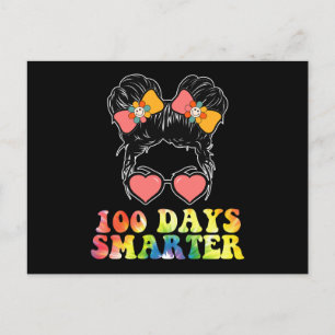 100 dagar Smarter Girls Messy Bun School Tie Dye Vykort