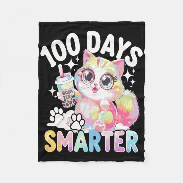 100 dagar Smarter Kawaii Cat Costume 100 dagar av  Fleecefilt (Framsidan)