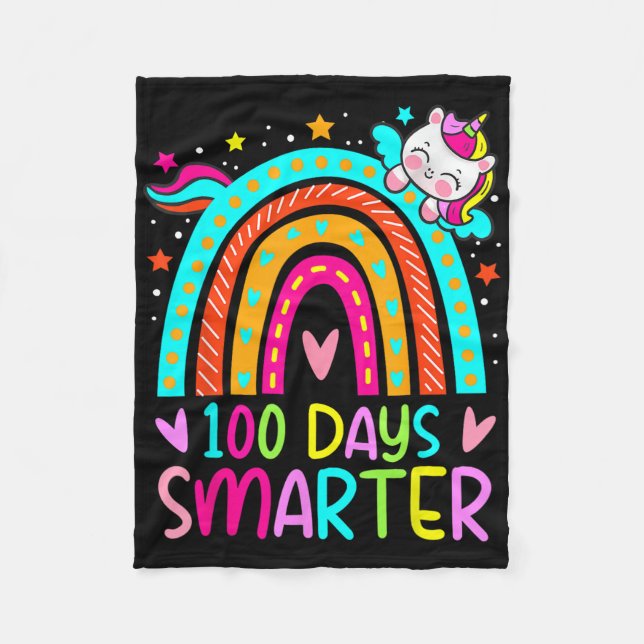 100 dagar Smarter Kids Girls Unicorn100-dagen för  Fleecefilt (Framsidan)