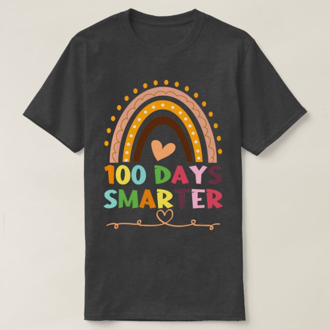 100 dagar Smarter Kinderyard School Teacher Rainb T Shirt (Design framsida)