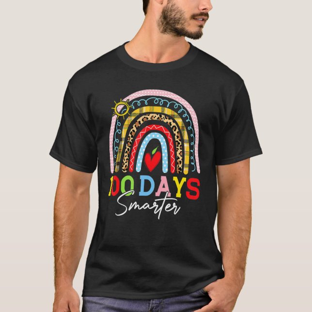 100 dagar Smarter Leopard Rainbow 100-dagen i Scho T Shirt (Framsida)