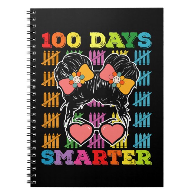 100 dagar Smarter Messy Bun 100 skoldagar Anteckningsbok (Framsidan)
