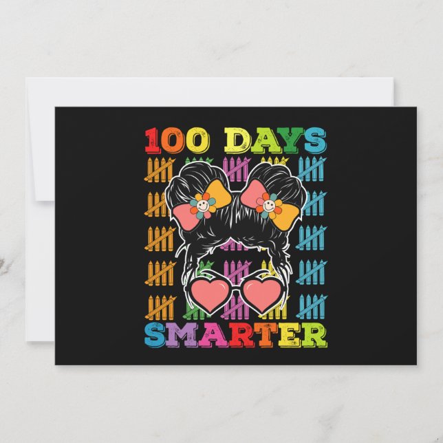 100 dagar Smarter Messy Bun 100 skoldagar Inbjudningar (Framsida)